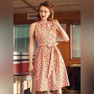 Modcloth Rose Print Midi Dress